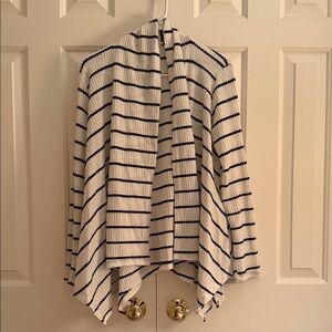 Lazy Sundays Striped‎ Women's Cardigan - Black and White